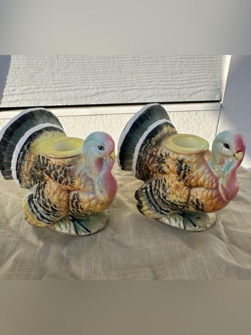Vintage Napcoware turkey candle holders